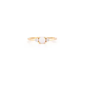 18K Gold Opal Diamond Dainty Ring