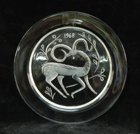 1968 Lalique 8" Crystal Gazelle Plate