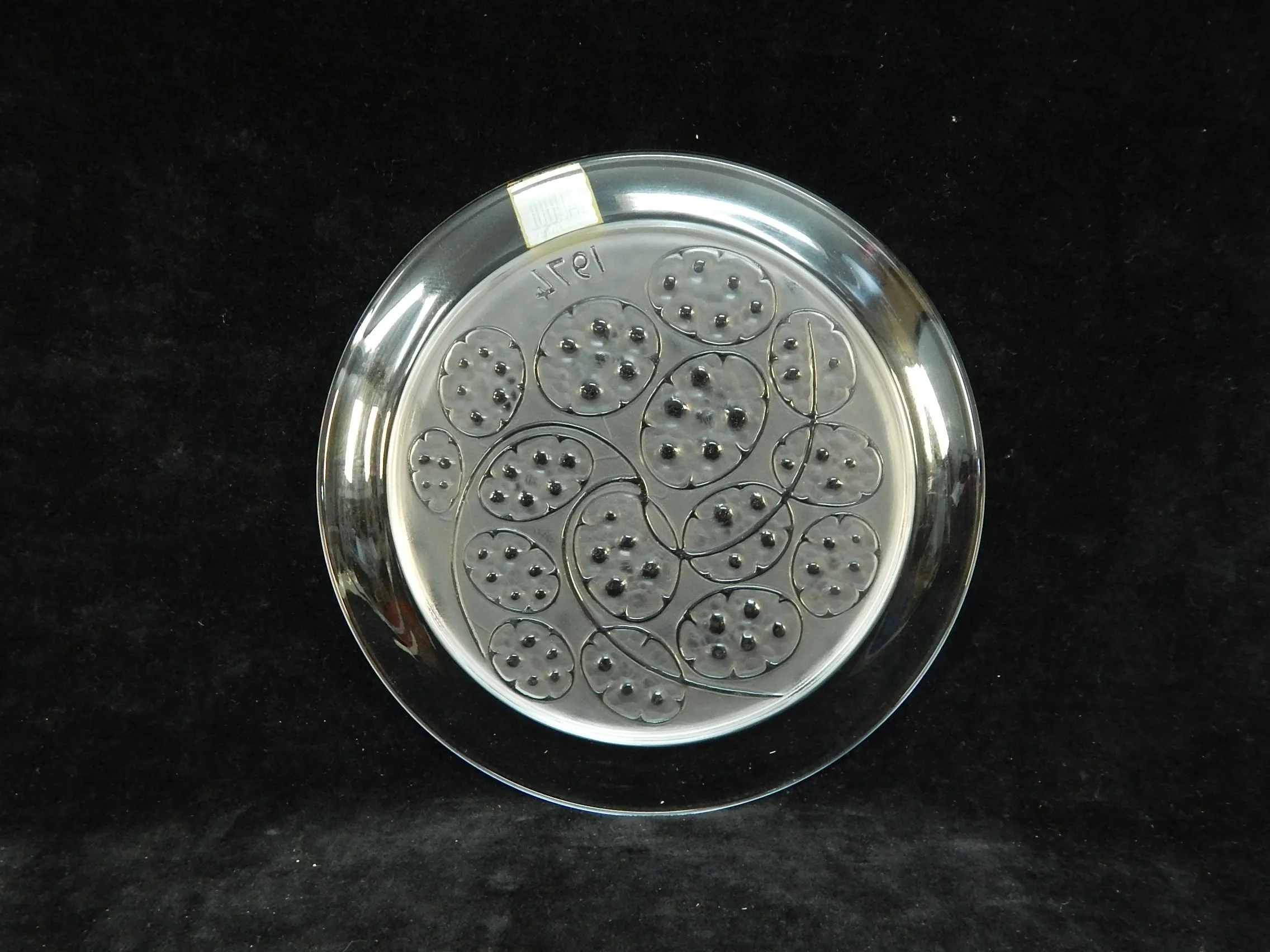 1974 Lalique 8" Crystal Silver Pennies Plate