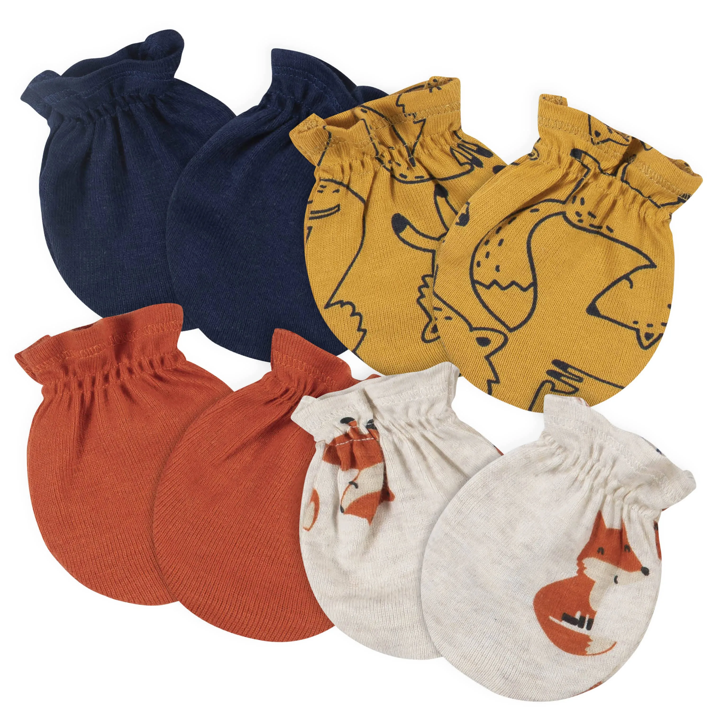 4-Pack Baby Boys Fox No Scratch Mittens