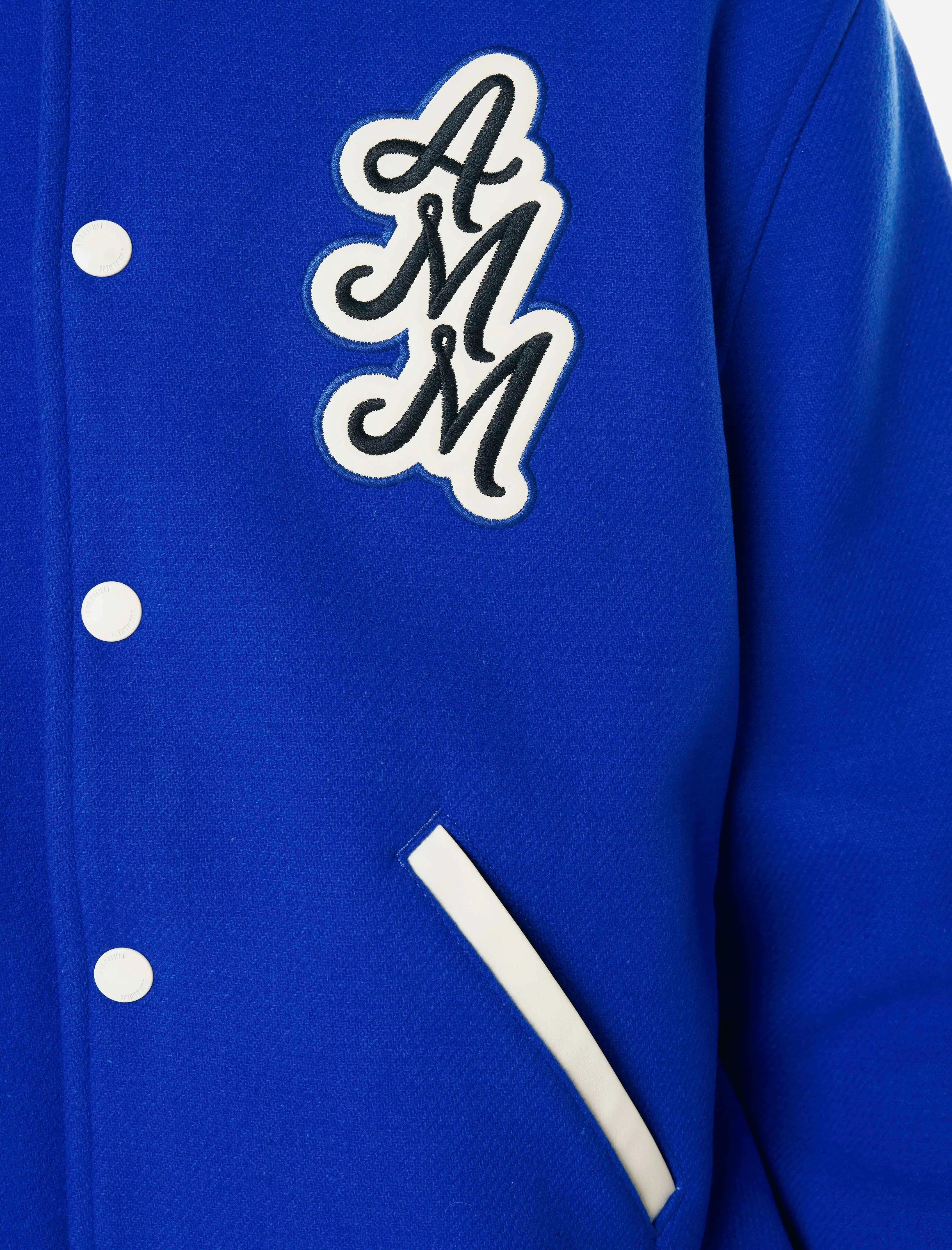 A MA MANIRE ROYAL BLUE VARSITY JACKET