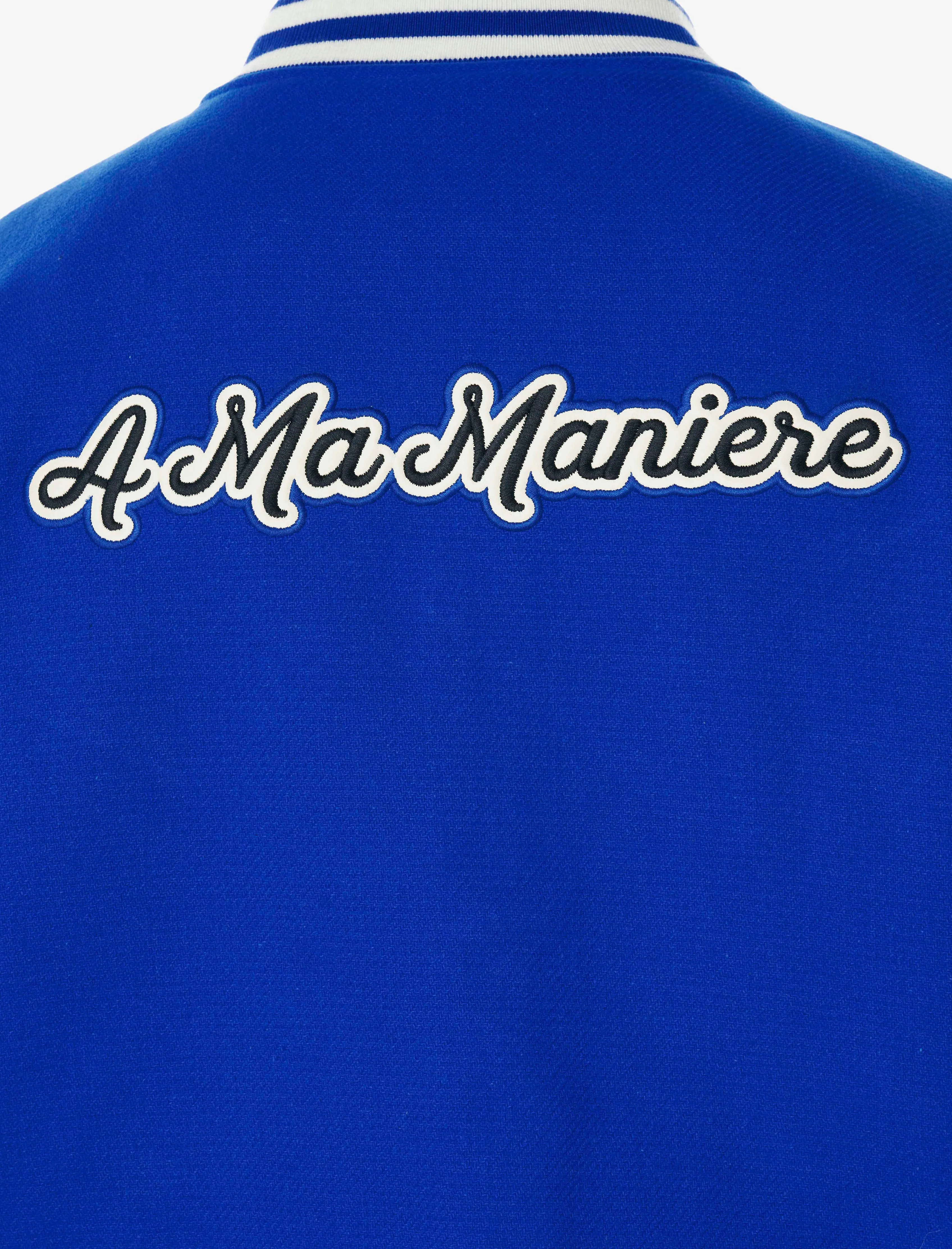 A MA MANIRE ROYAL BLUE VARSITY JACKET