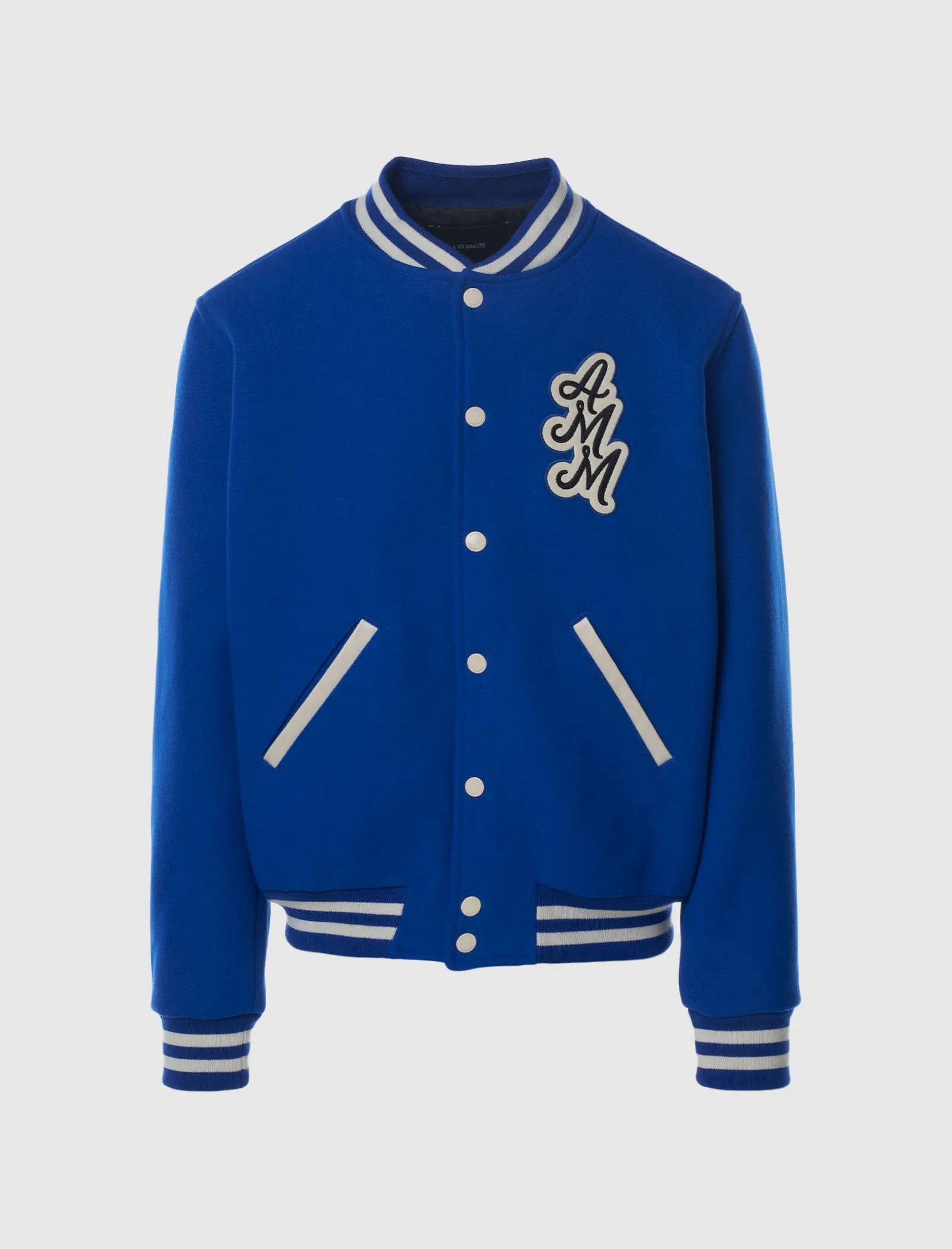 A MA MANIRE ROYAL BLUE VARSITY JACKET