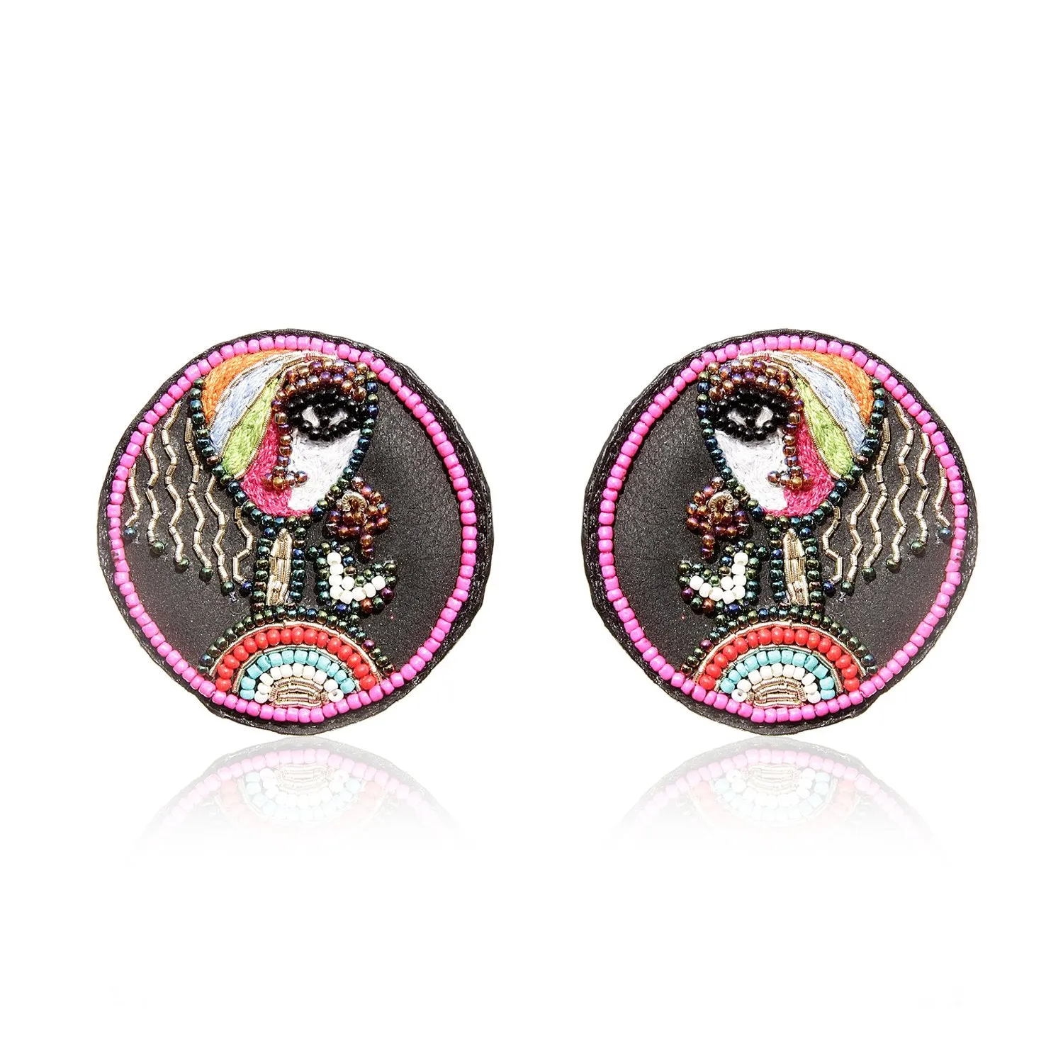 Abstract Hand Embroidered Earring