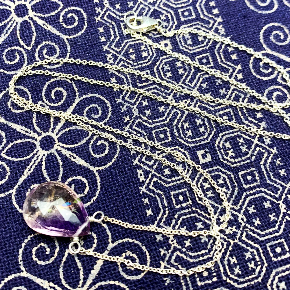 Ametrine Necklace on Sterling Silver Chain with Sterling Silver Trigger Clasp