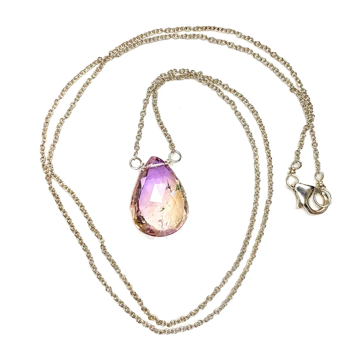 Ametrine Necklace on Sterling Silver Chain with Sterling Silver Trigger Clasp