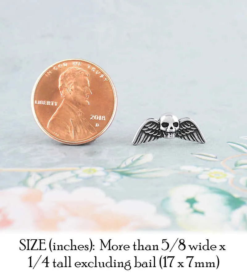 Angelic Winged Skull Stud Earrings