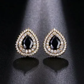 Astonishing Black Onyx Zircon Stud Earrings