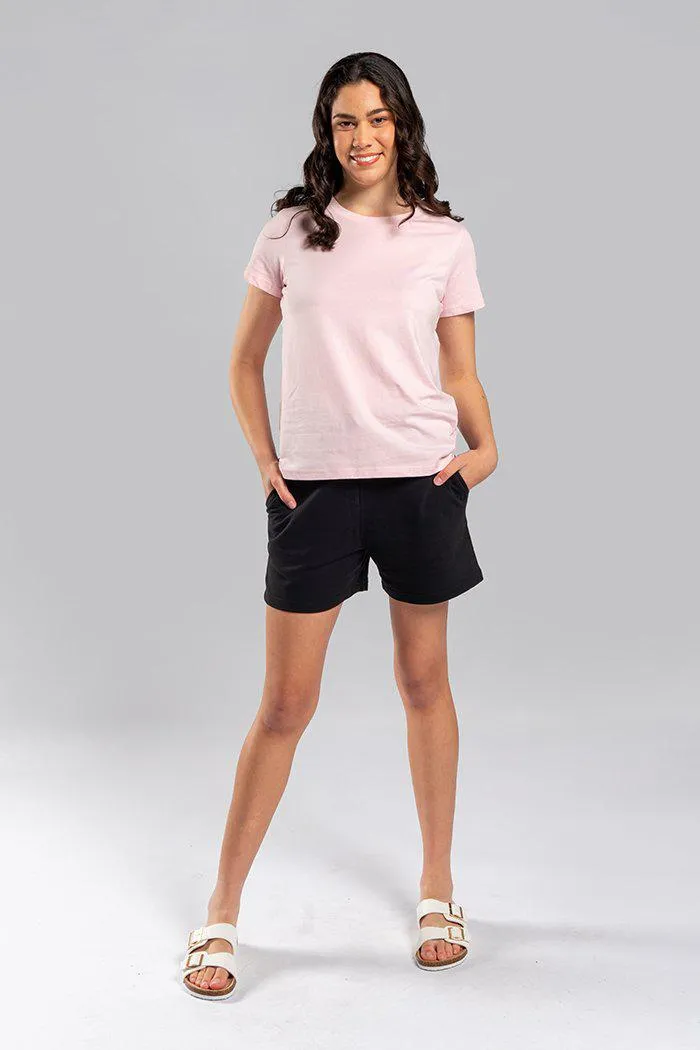 Basic Pink Cotton Crew Neck Women's T-Shirt