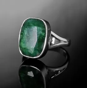 Beautiful 925 Sterling Silver Green Gemstone Statement Ring, Handcrafted Jewelry, For Her