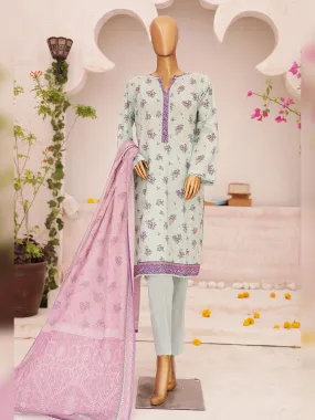 Bin Saeed Printed Lawn 3-Piece Suit - Mint