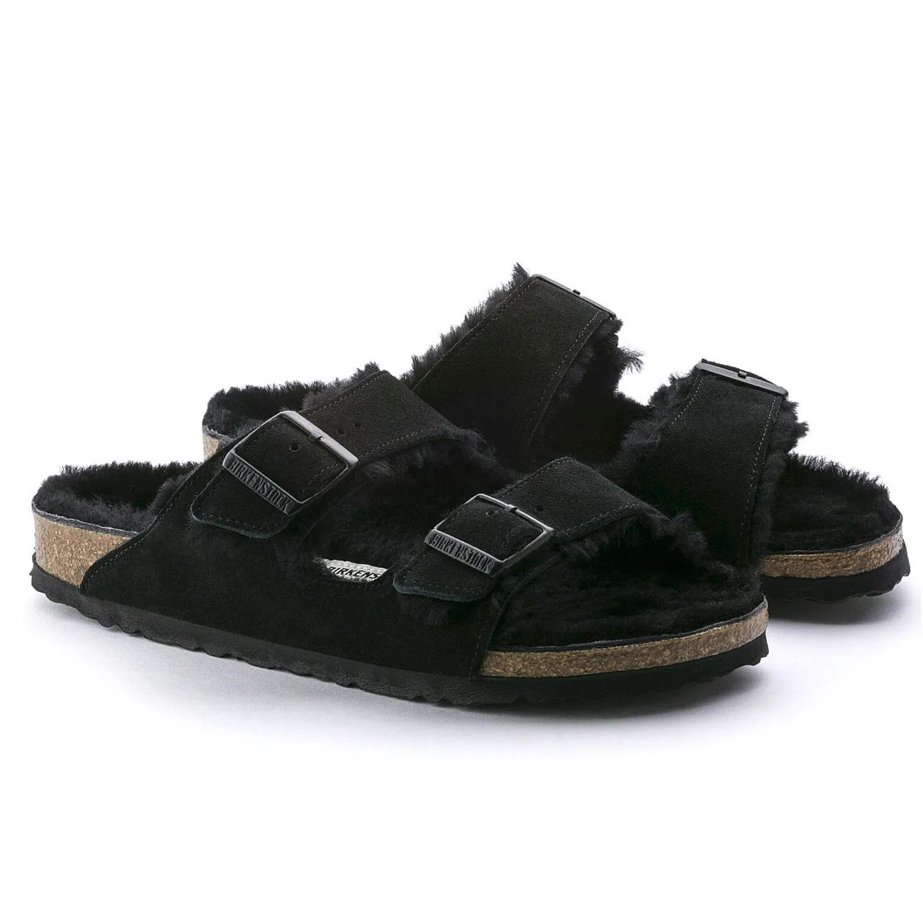 Birkenstock Seasonal, Arizona, Suede Leather, Narrow Fit, Shearling Black