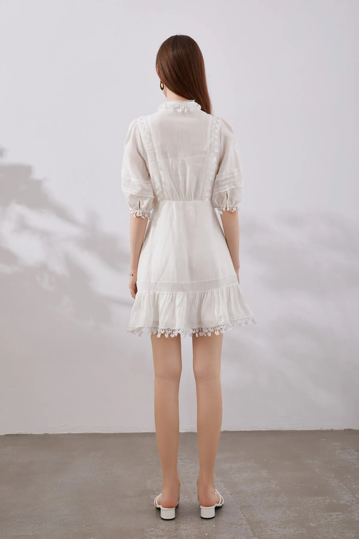 Blaire Linen Mini Dress - White - GDS