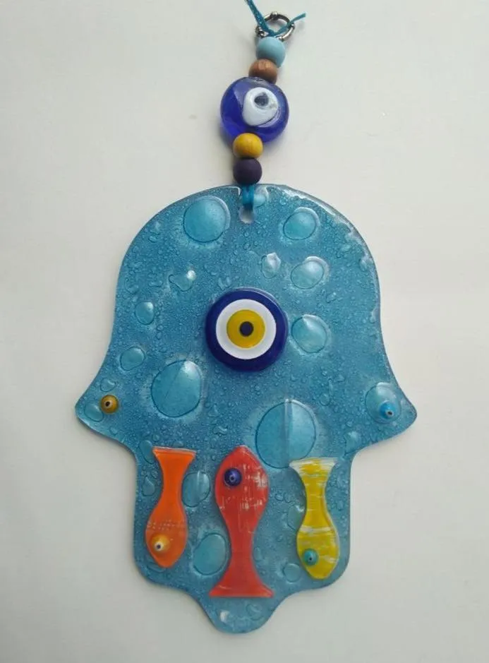 Bluenoemi Glass Ceramic Hamsa Souvenir Luck and Jewish Symbols