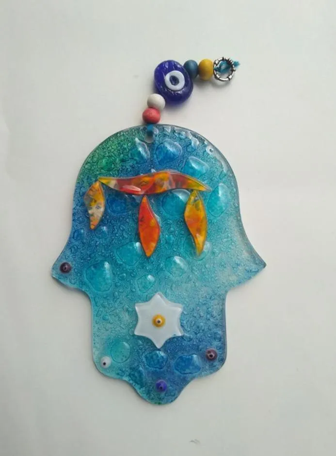 Bluenoemi Glass Ceramic Hamsa Souvenir Luck and Jewish Symbols