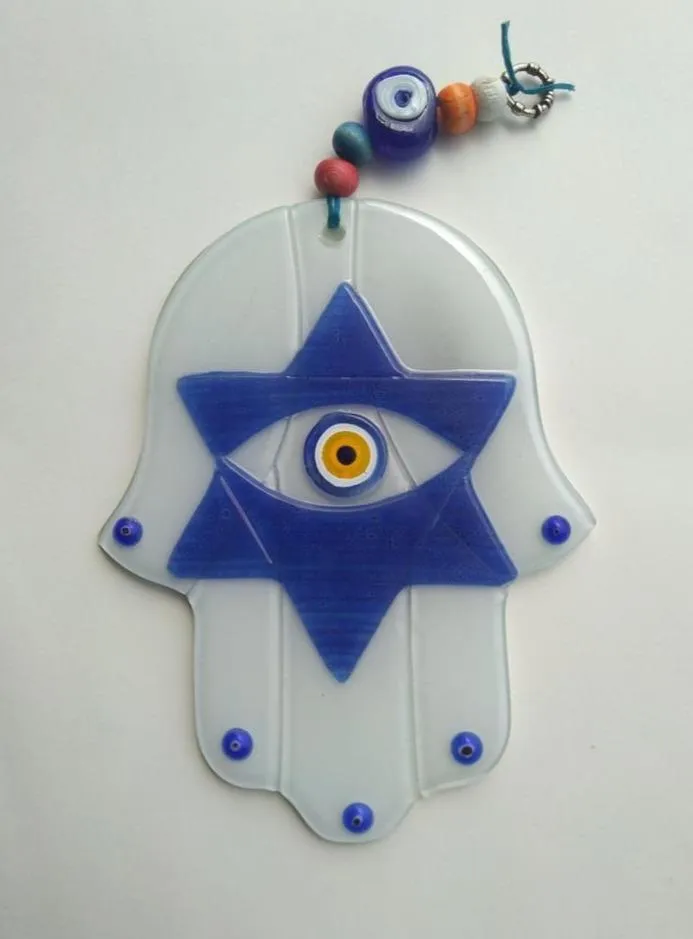 Bluenoemi Glass Ceramic Hamsa Souvenir Luck and Jewish Symbols