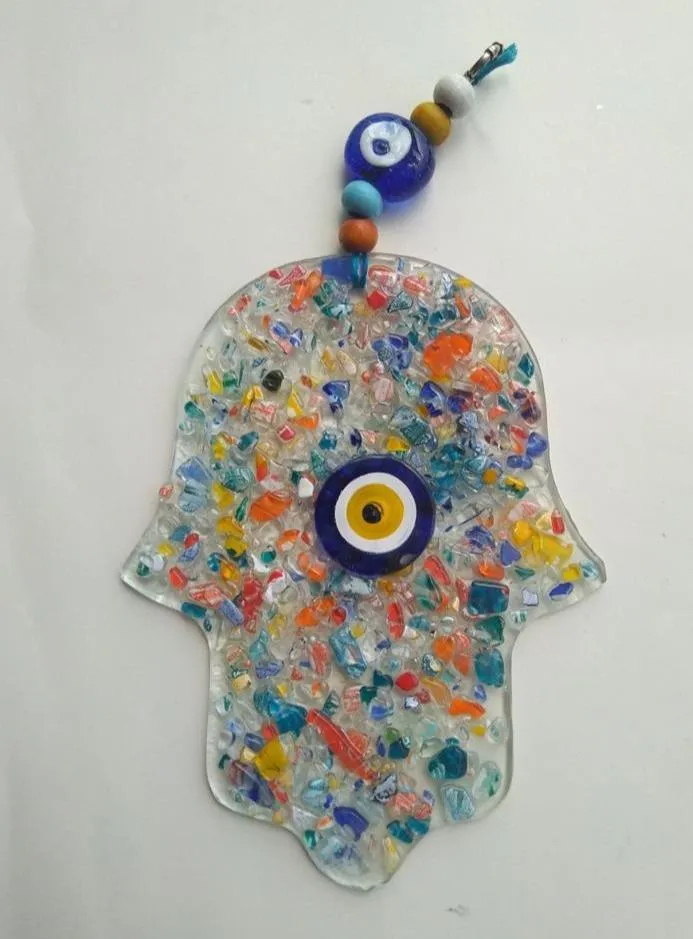 Bluenoemi Glass Ceramic Hamsa Souvenir Luck and Jewish Symbols