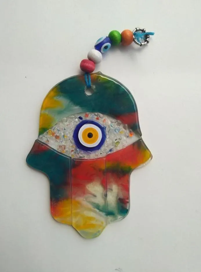 Bluenoemi Glass Ceramic Hamsa Souvenir Luck and Jewish Symbols