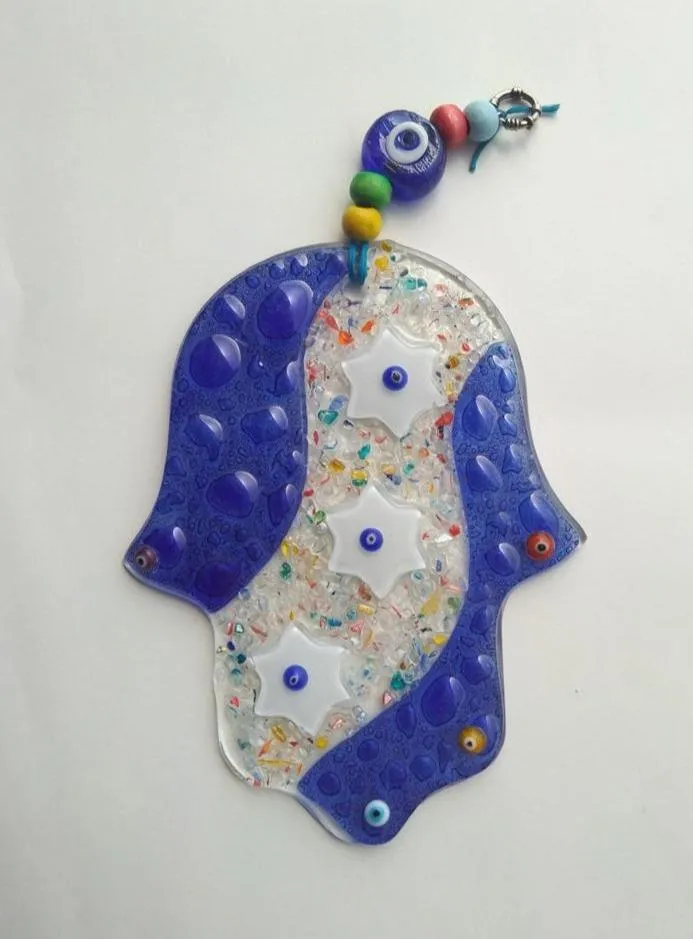 Bluenoemi Glass Ceramic Hamsa Souvenir Luck and Jewish Symbols