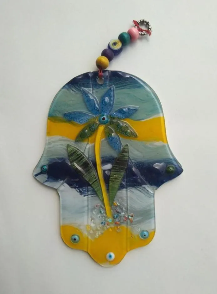 Bluenoemi Glass Ceramic Hamsa Souvenir Luck and Jewish Symbols