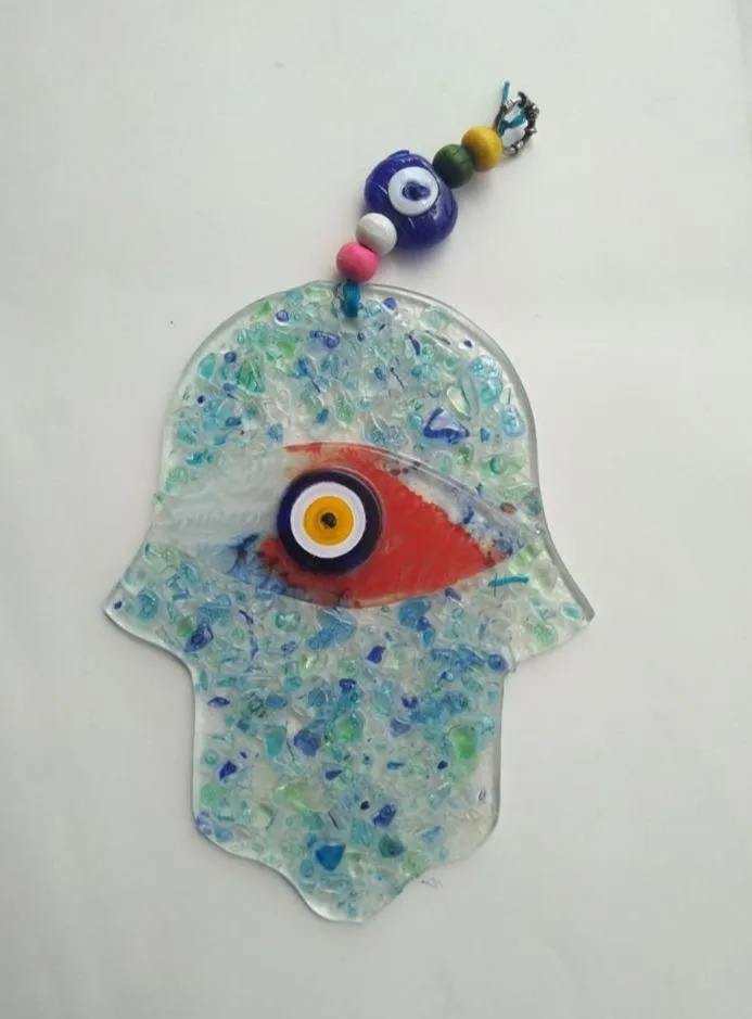 Bluenoemi Glass Ceramic Hamsa Souvenir Luck and Jewish Symbols