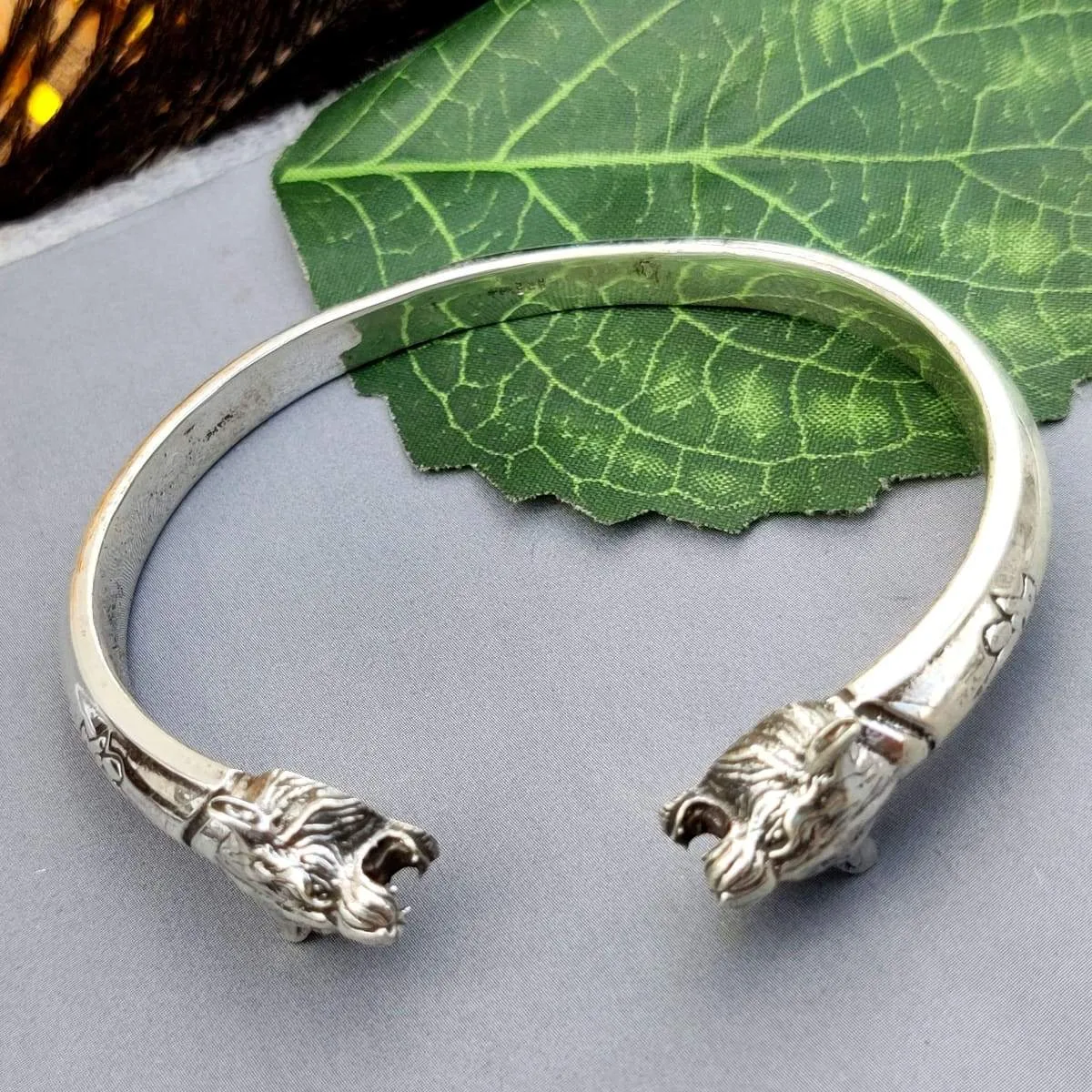 Boho Jewelry, 925 Sterling Silver Bracelet ,Animal Bracelet,Handmade Sterling Silver Lion Face Bracelet,Silver Bangle,Lion Silver Bracelet