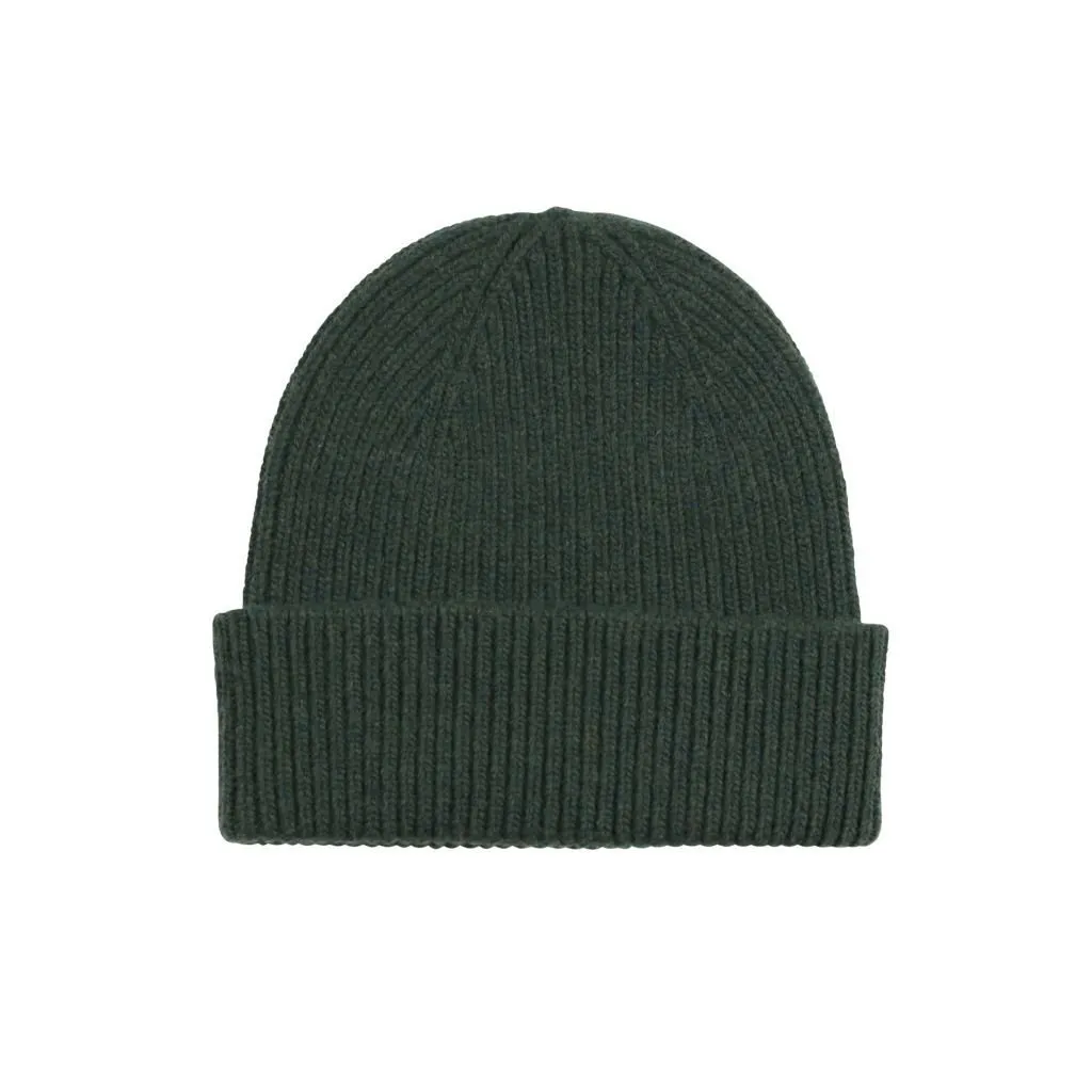 Colorful Merino Wool Beanie Hunter Green