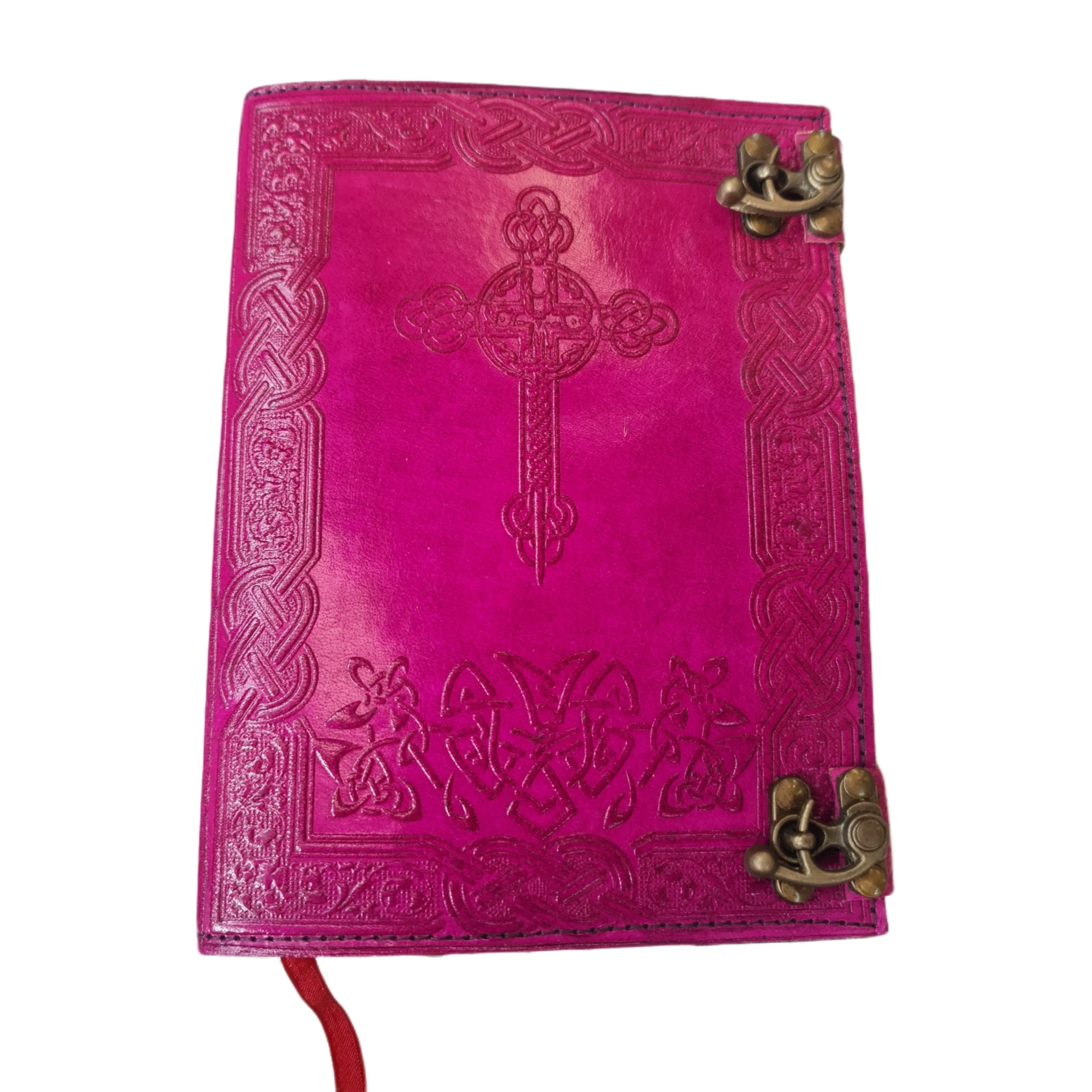 Cross Design Leather Etched Journal