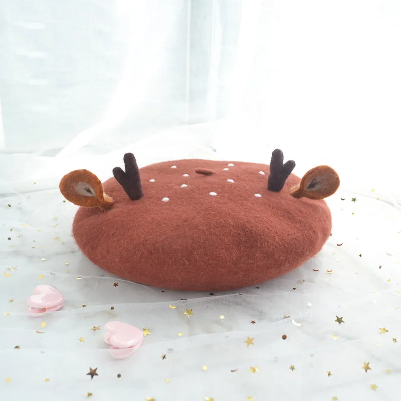 CUTE ANTLER EARS CHRISTMAS BERET BY51016