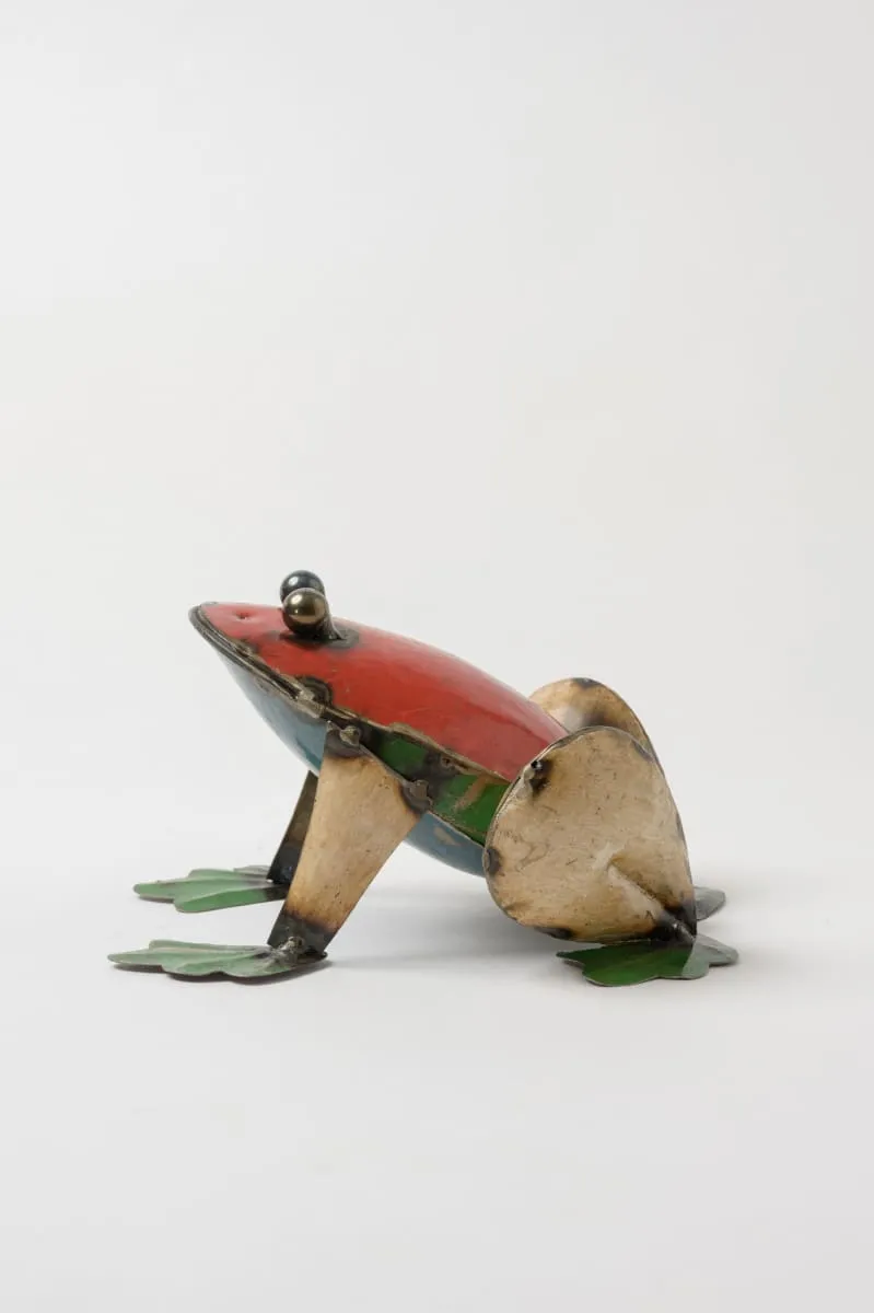 De kulture handcrafted recycled iron small frog decorative collectible figurine showpiece beautify home office holiday décor| ideal for garden balcony terrace decoration, 6.3x4.8x3.9 (LWH) inches