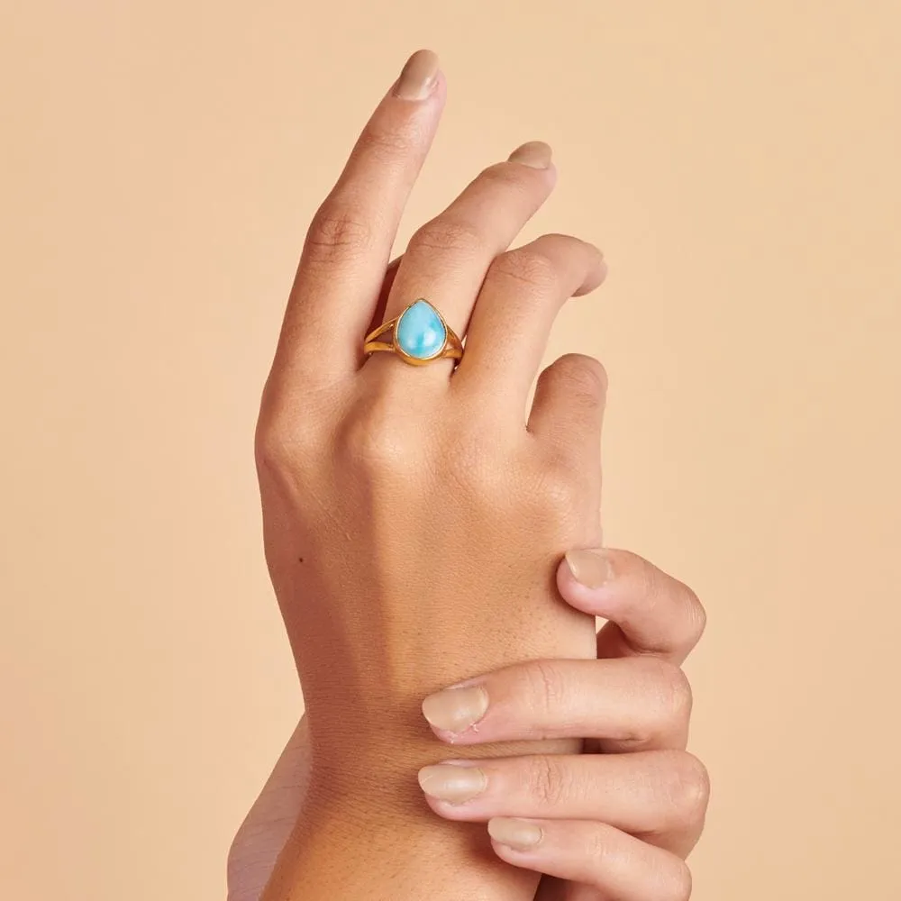 Dominican Larimar 925 Sterling Silver, 18K Yellow Gold, 18K Rose Gold Filled Ring, Handmade in India, Gift Jewelry, Gemstone ring