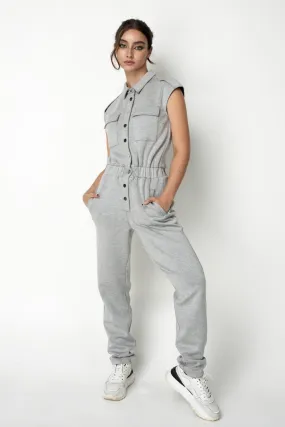 Double Second Grey Marl Luxury Casual Jumpsuit