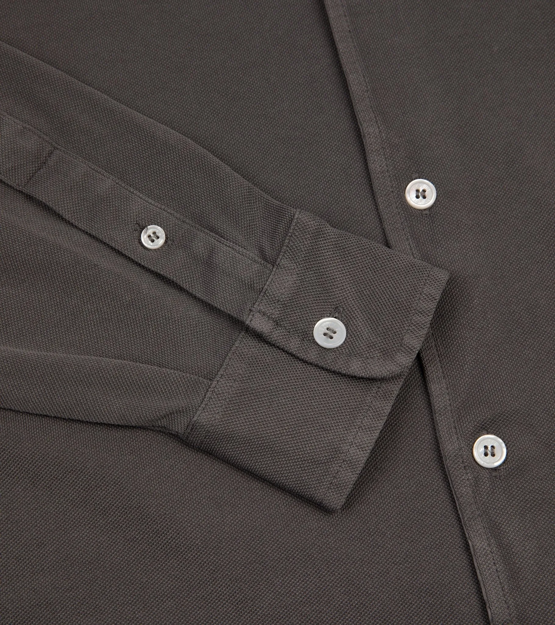 Fedeli Light Cotton Pique Shirt: Grey