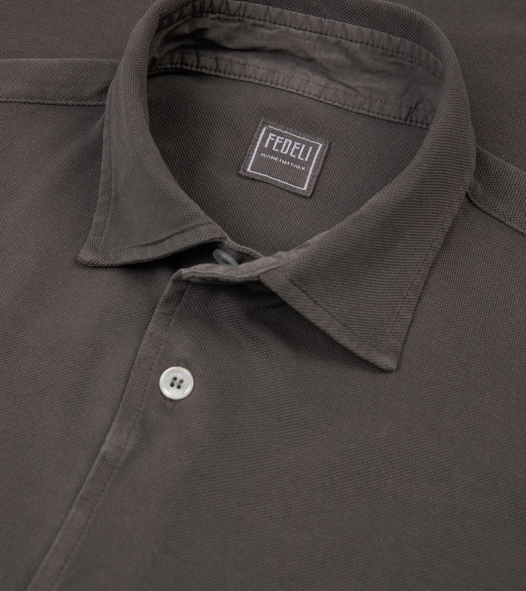 Fedeli Light Cotton Pique Shirt: Grey