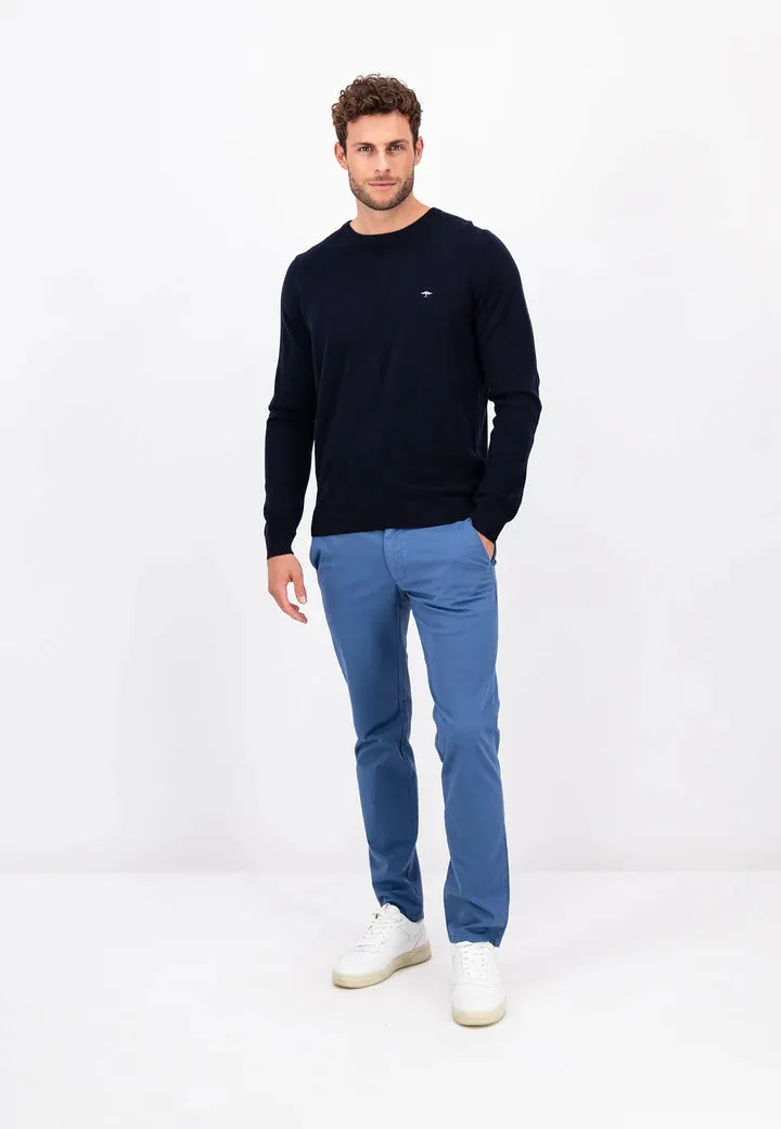 Fynch Hatton Marino Cashmere O-Neck Sweater - Navy