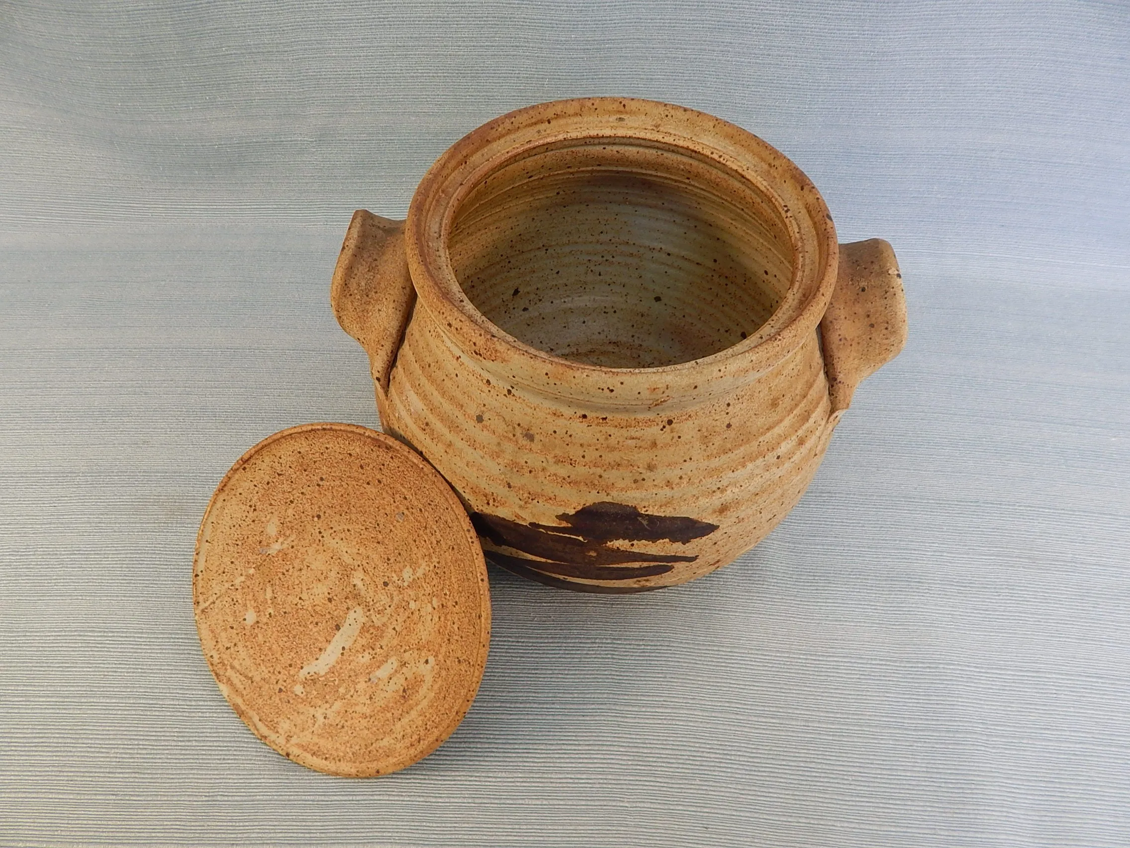 Handmade Lidded Earthenware Bowl - Very Good Condition