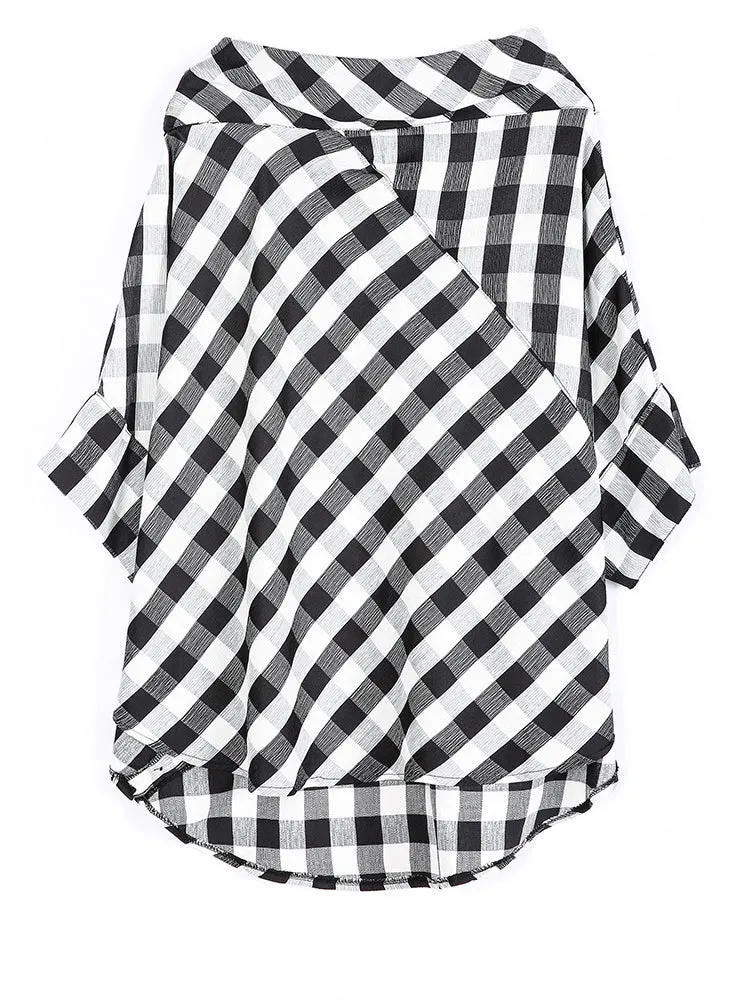 Hinata Plaid Slash Neck Shirt