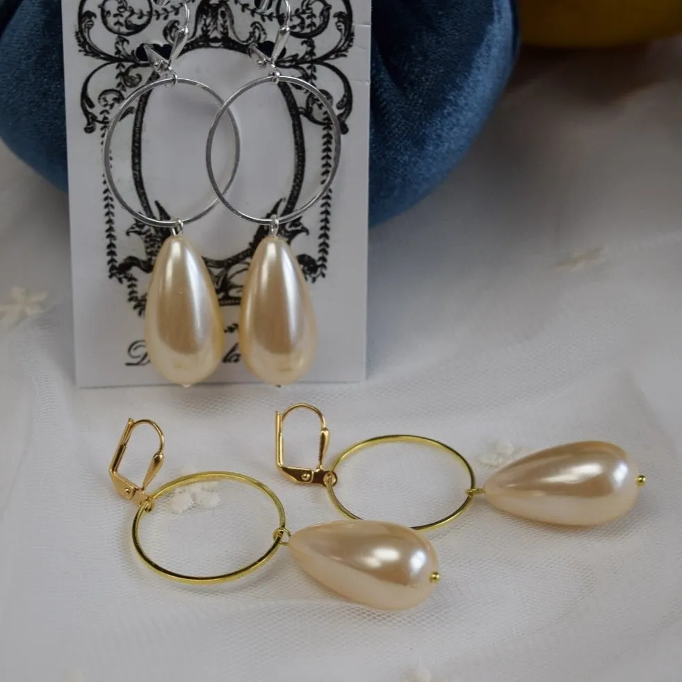 Hoop and Pearl Earrings - Large