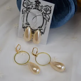 Hoop and Pearl Earrings - Large