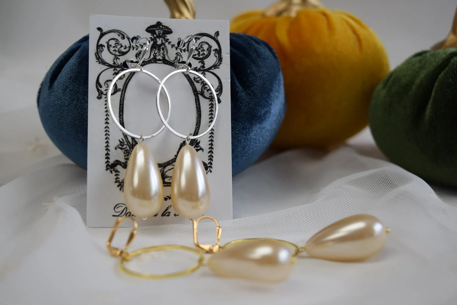 Hoop and Pearl Earrings - Large