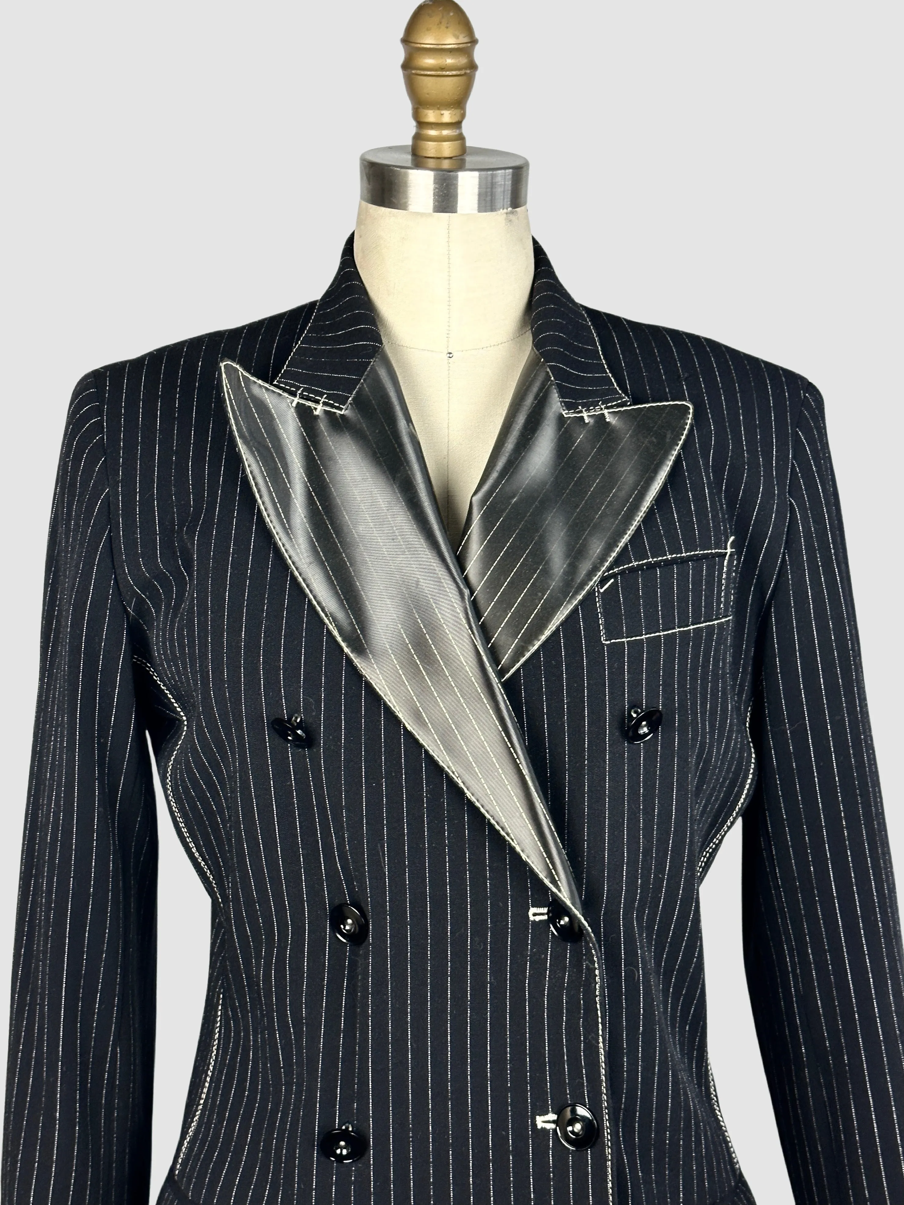 JEAN PAUL GAULTIER Femme 90s Black Pinstripe Blazer  Small