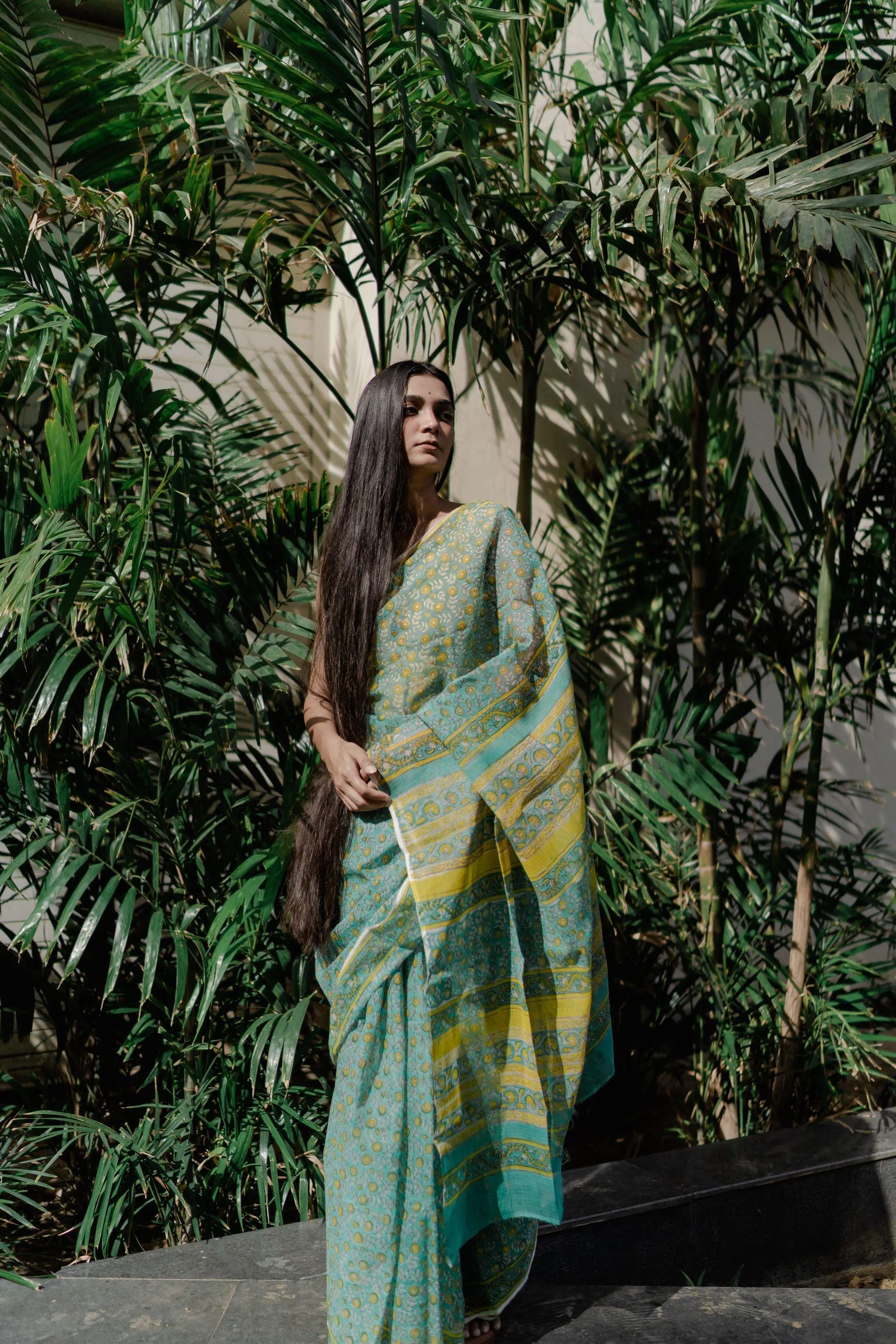 Kaisori Bagh Rajanigandha Kota blockprinted silk cotton saree