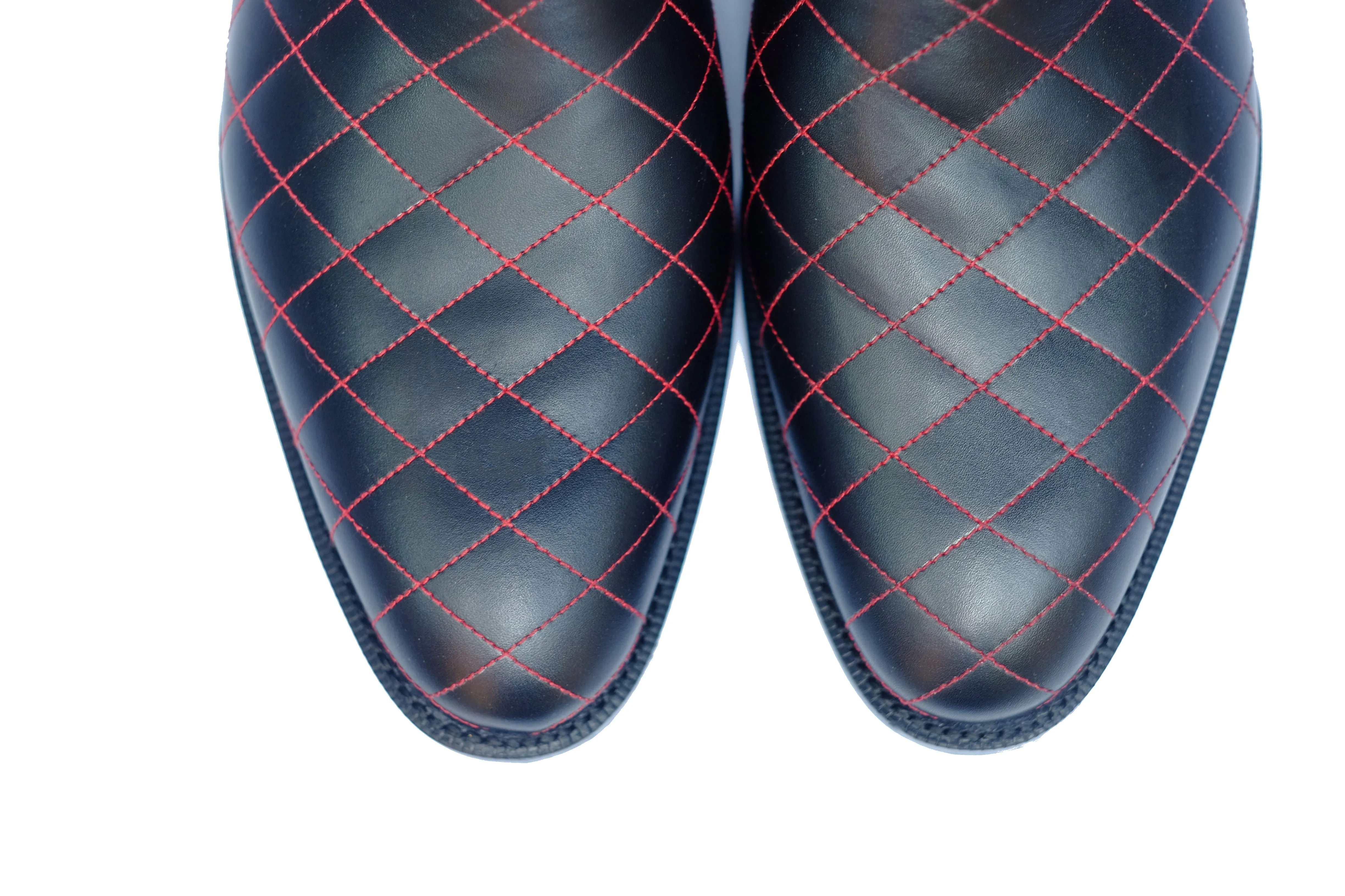 Laurelhurst II - MTO - Quilted Black Calf / Red Stitching - TMG Last - Single Leather Sole