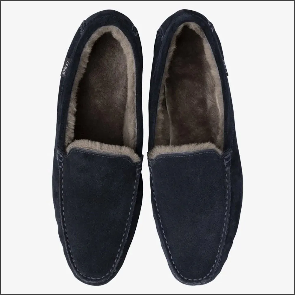 Loake Guards Navy Suede Slippers>