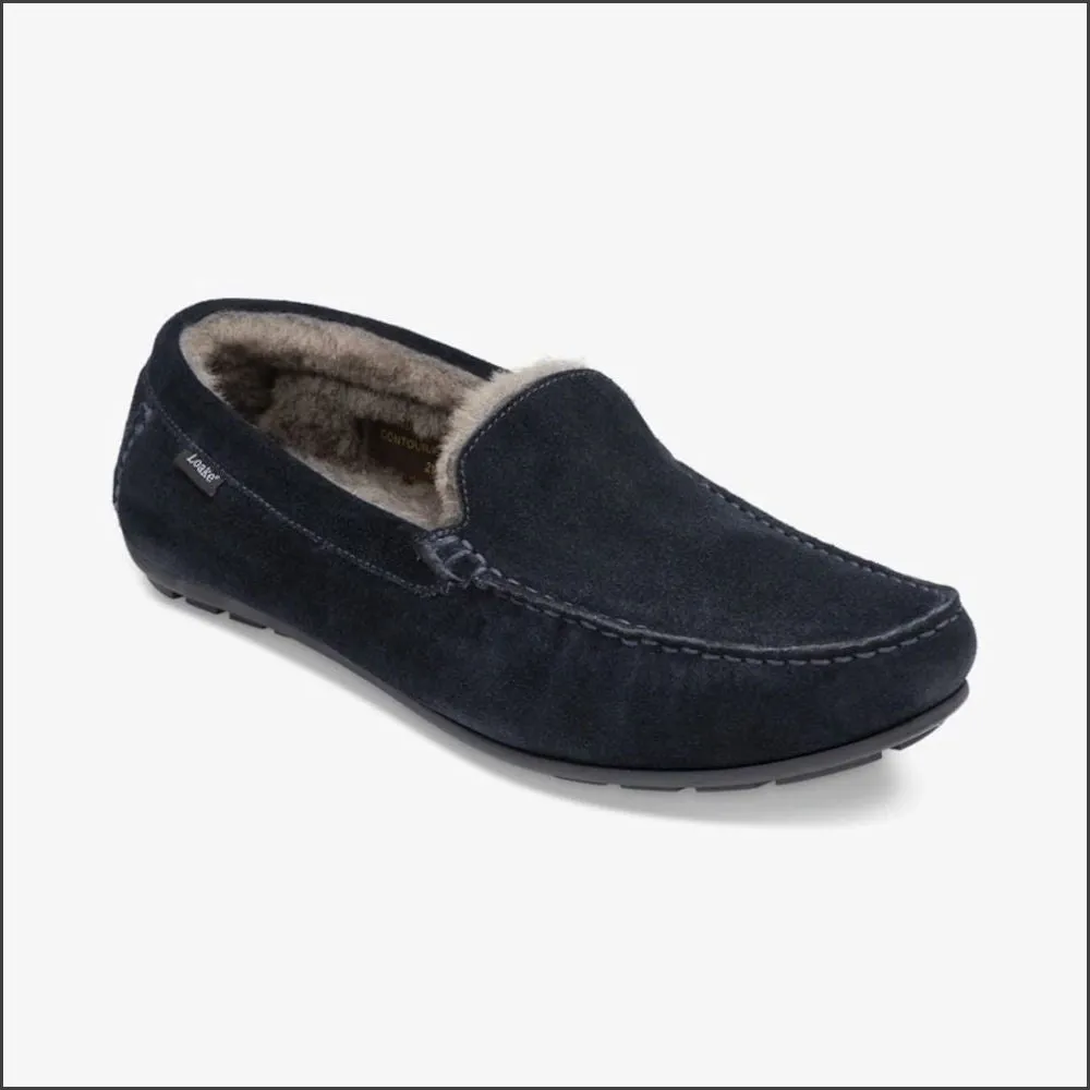 Loake Guards Navy Suede Slippers>