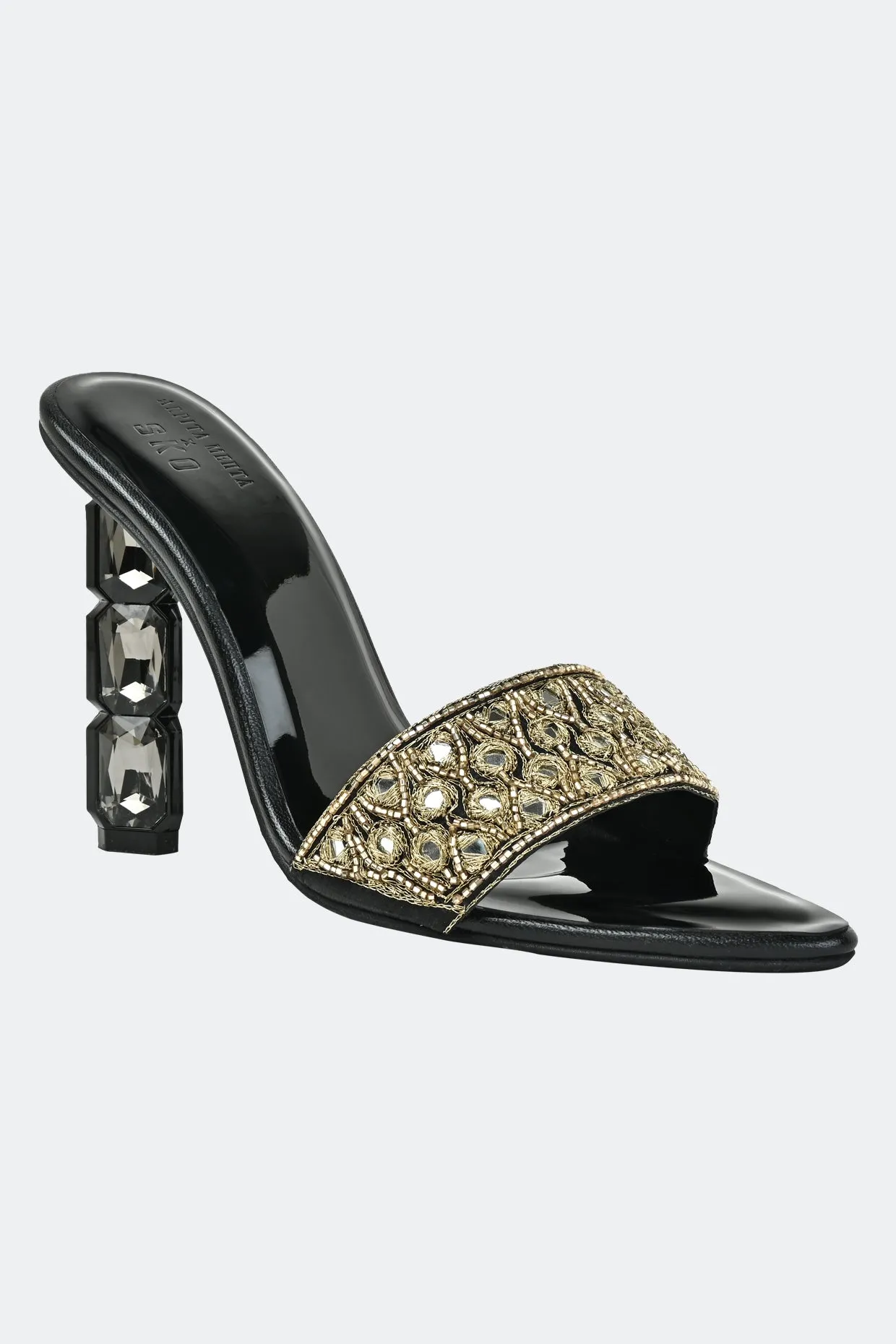 Luxe Noir Crystal Heels For Women