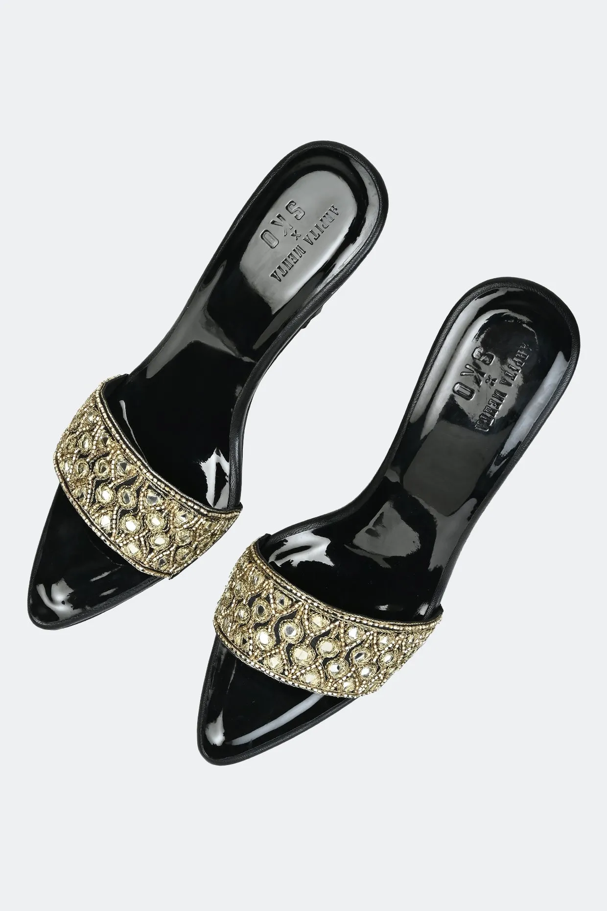 Luxe Noir Crystal Heels For Women