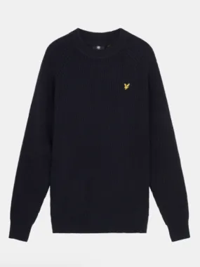 Lyle & Scott Shaker Stitch Mock Neck Jumper/Dark Navy - AW23 SALE