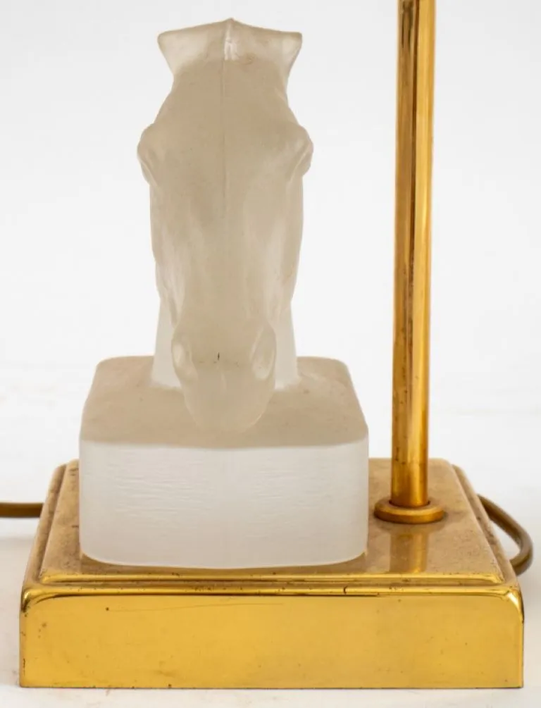 Maison Le Dauphin Glass & Bronze Horse Lamps, 2