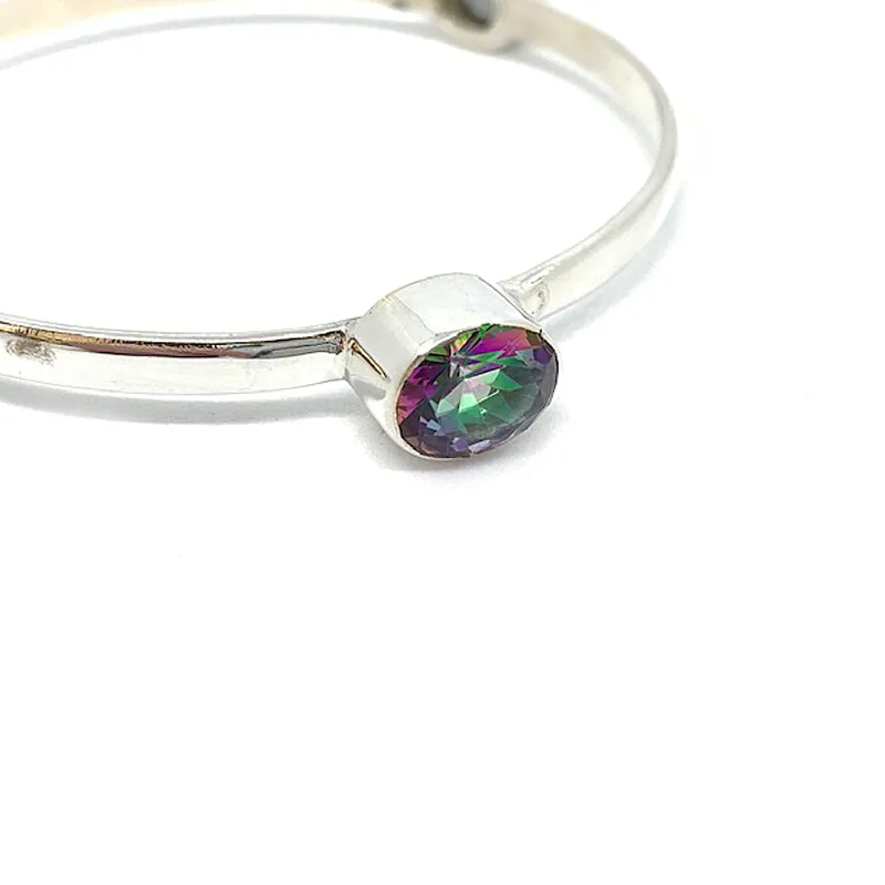 Mystic Topaz Boho Silver Bangle